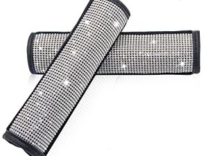 PU Leather Seat Belt Shoulder Pads with Bling Rhinestones Car Bling Seat Belt Covers for Women