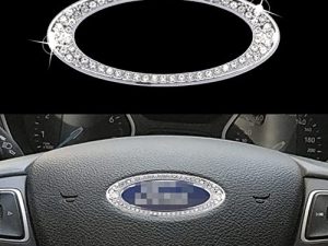 UREHEPO Bling Car Steering Wheel Logo Caps Diamond Decoration Compatible with Ford Focus