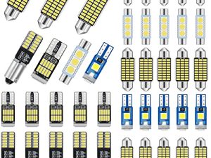 42 Pieces Interior Car Lights LED Dome Light 28 mm 31 mm 36 mm 41 mm BA9S T5 T10 LED Bulb Kit LED Dome Light for Car Interiors Map Dome Trunk Cargo Door Courtesy License Plate Light (White)