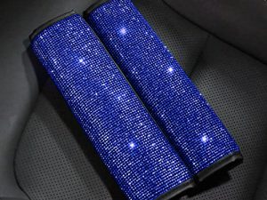 MLOVESIE 2 Packs Bling Bling Auto Seat Belt Shoulder Pads with Crystal Glitter Rhinestones for Girls