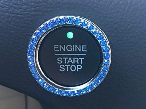 Bling Car Decor Blue Crystal Rhinestone Car Bling Ring Emblem Sticker