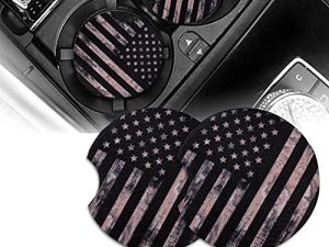 Car Coasters for Cup Holders -Yurmiki 2PCS Universal Vehicle Car Cup Holder Insert Coaster 2.75 inch Cute Neoprene Anti Slip Auto Car Accessories for Women & Lady (American Flag-2)