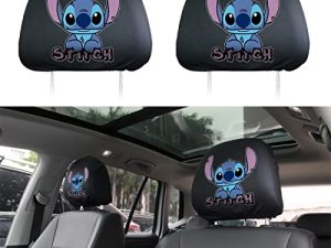 VEEGAP 2Pack Stitch Car Headrest Covers Fit Stitch car Accessories (Stitch)