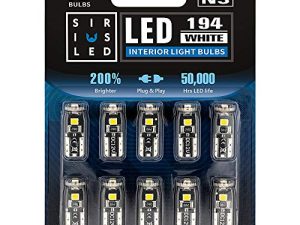 SIR IUS LED 194 LED Bulbs Extremely Super Bright 3030 Chipset for Car truck Interior Dome Map Door Courtesy Marker License Plate Lights Compact Wedge T10 168 2825 Xenon White Pack of 10