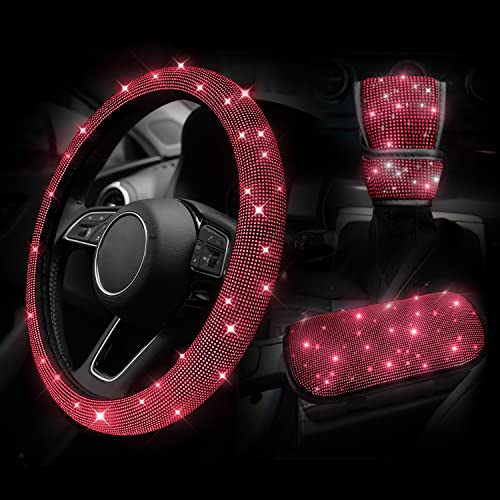 Red Bling Car Accessories for Women Set Red Bling Car Accessories for Women Set