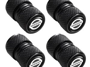 Lianxiaw Metal Auto Tire Valve Stem Compatible with Nissan 2018 2019 2020 2021 Altima Rogue Armada Maxima Murano Pathfinder Gt-r Infiniti Qx60 Qx30Trim Accessories 4pcs Black