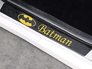 CHIBAO 4Pcs/Set Premium Carbon Fiber Door Sill Protectors Door Sill Decoration Sticker Front/Rear for Batman Car Accessories Universal -Yellow