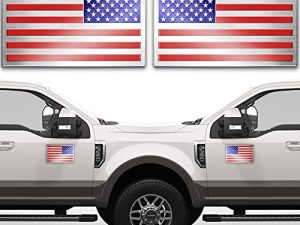 Embossed 3D Metal American Flag Car Stickers and Decals (1 Pair)