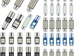 Tallew 42 Pieces Interior Car Lights LED Dome Light 28 mm 31 mm 36 mm 41 mm BA9S T5 T10 LED Bulb Kit LED Dome Light for Car
