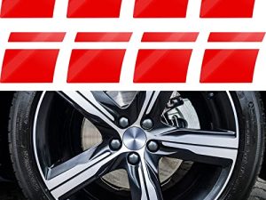 8 Pcs Wheel Rim Decal Stripes Car Decals Reflective Car Stickers Automotive Decals Hash Stripe Stickers for 18-21 Inch Wheels Tire Rim Safety Decoration Accessories (Red)