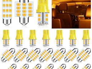 Tallew 24 Pieces Dome Light LED Car Bulb Kit Set T10 31 mm 42 mm LED Festoon Bulbs Interior LED Interior Replacement Bulbs for Car Map Door Courtesy (Yellow)
