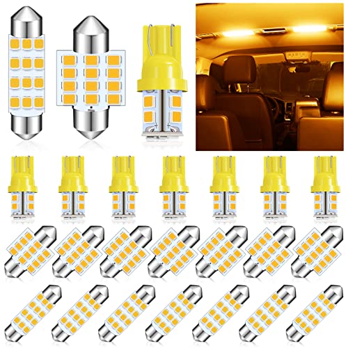 Tallew 24 Pieces Dome Light LED Car Bulb Kit Set T10 31 mm 42 mm LED Festoon Bulbs Interior LED Interior Replacement Bulbs for Car Map Door Courtesy (Yellow) Tallew 24 Pieces Dome Light LED Car Bulb Kit Set T10 31 mm 42 mm LED Festoon Bulbs Interior LED Interior Replacement Bulbs for Car Map Door Courtesy (Yellow)
