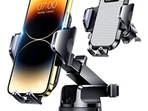VANMASS [Upgraded Car Phone Holder Mount [Military Steel Hook & Super Suction Cup] Handsfree Cell Phone Holder Car Dash Windshield Air Vent Stand for iPhone 14 13 12 Pro Max Plus Samsung Truck