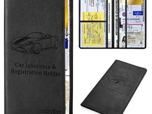 Car Registration & Insurance Card Holder：Auto Glove Box Organizer Document Wallet Leather Manual Folder Vehicle Compartment License Case Truck Accessories for Women Men