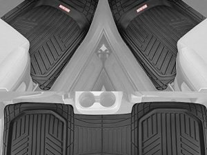 Motor Trend FlexTough Plus Black Rubber Car Floor Mats - All Weather Deep Dish Automotive Floor Mats
