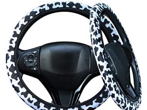 Cow Print Steering Wheel Cover Universal Cow Car Steering Wheel Covers Non Slip Car Wrap Cover for Adults Universal Fit 15 Inch Auto Wheel Cover
