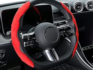 Vacallity 2 Pcs Suede Fur Steering Wheel Cover