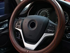 Valleycomfy Steering Wheel Covers Universal 15 inch - Genuine Leather