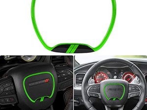 Auovo Steering Wheel Trim Cover for Charger Challenger Accessories 2015 2016 2017 2018 2019 2020 2021 2022 3D Domed Badge Overlay Decal Trim Cover Sticker Interior Accessories (Green)