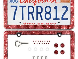 HC Handcrafted Rhinestone Bling License Plate Frames for Women