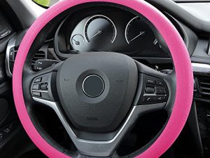 FH Group FH3001BABYPINK Universal Fit Silicone Snake Pattern with Massaging Grip Baby Pink Steering Wheel Cover fits Most Cars