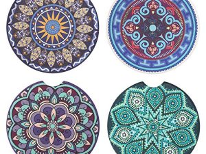 Vaincre 4 Pack 2.56 inch Car Coasters for Drinks Absorbent