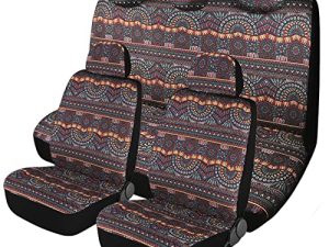 P&J Baja Blanket Car Seat Covers Magic Boho Designs Universal Size Fit for Most Cars SUVs Trucks Vans Woven Fabric Full Set Pack 9pcs Blue Color