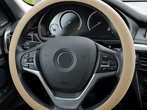 FH Group FH3001BEIGE Universal Fit Silicone Snake Pattern with Massaging Grip Beige Steering Wheel Cover fits most Cars