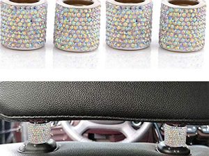LEIWOOR 4 Pack Car Headrest Collars,Car Head Rest Collars Rings Decor Bling Bling Crystal Diamond Ice for Car SUV Truck Interior Decoration (Multicolor)