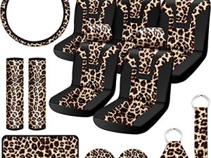 17 Pieces Leopard Print Car Accessories Set